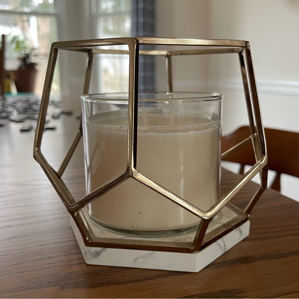 Bath & Body Works 3 wick candle holder marble gold